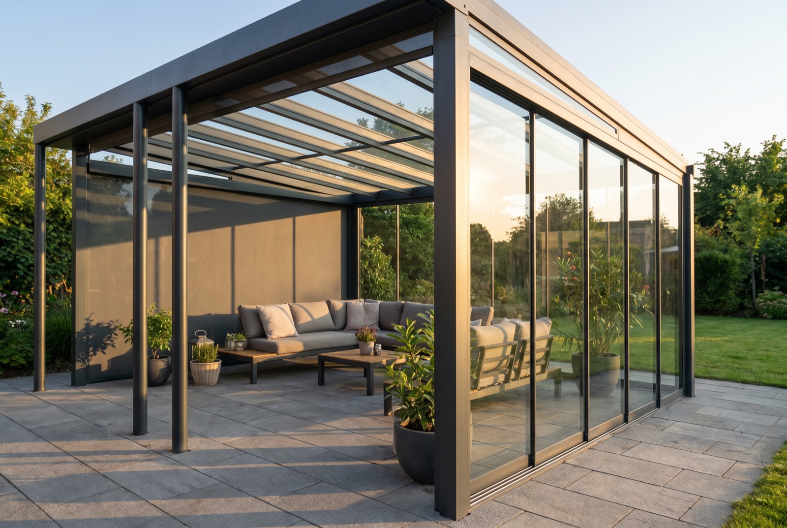 Terrassenüberdachung mit Seitenverglasung
